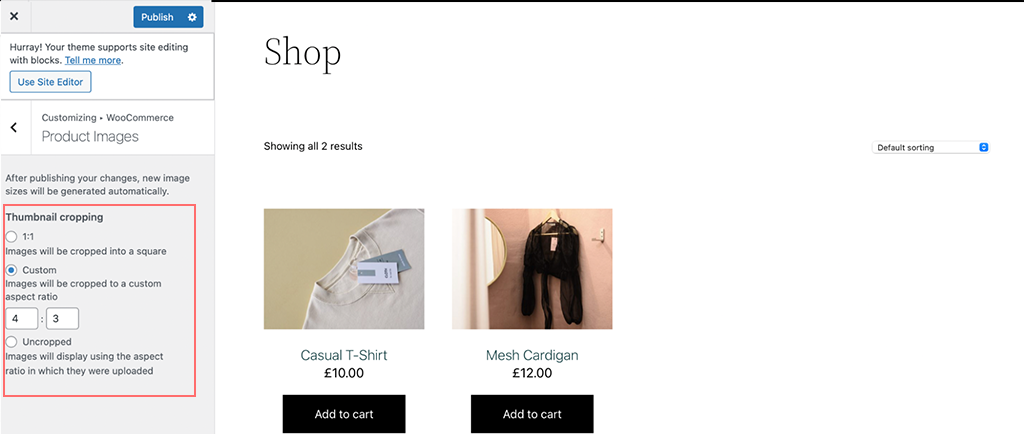 Editing product images in WordPress