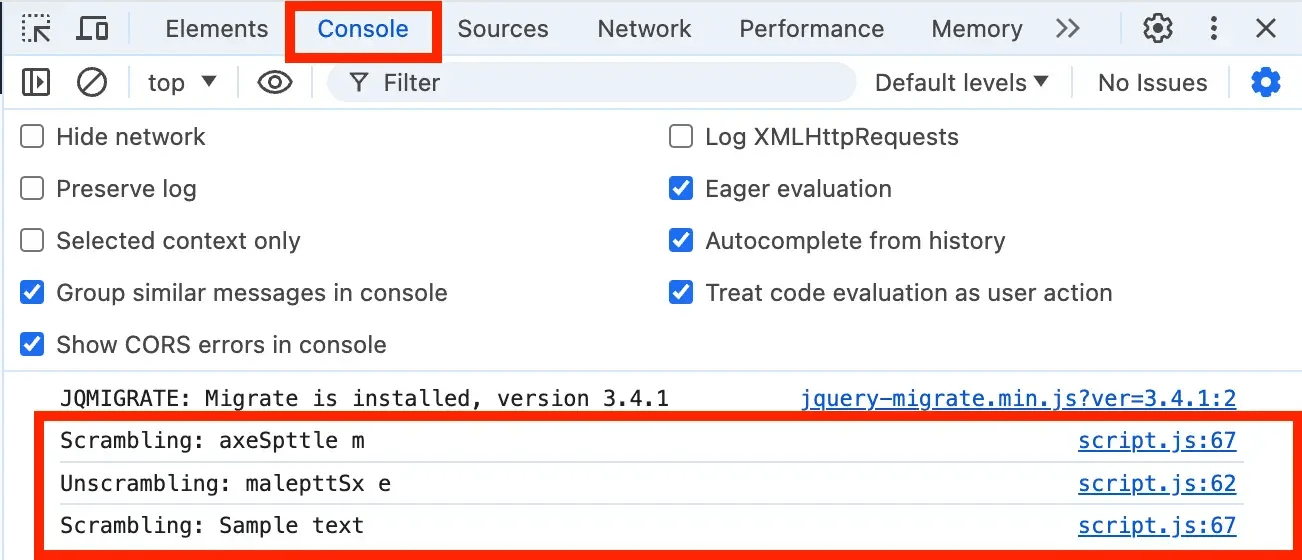 Menggunakan konsol untuk melakukan debug.