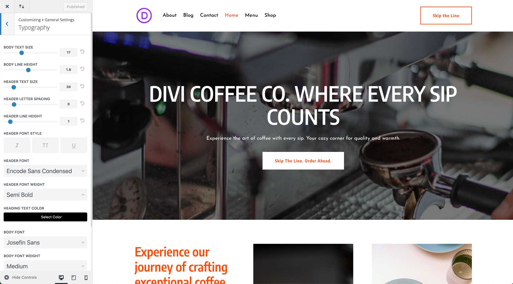 site de starter de cafea pentru divi