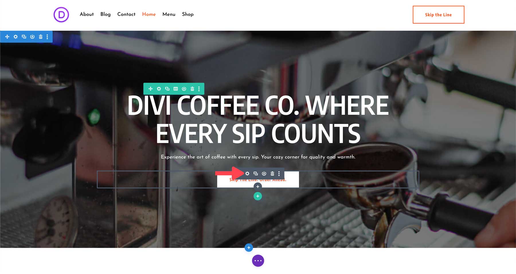 site inicial de café para divi