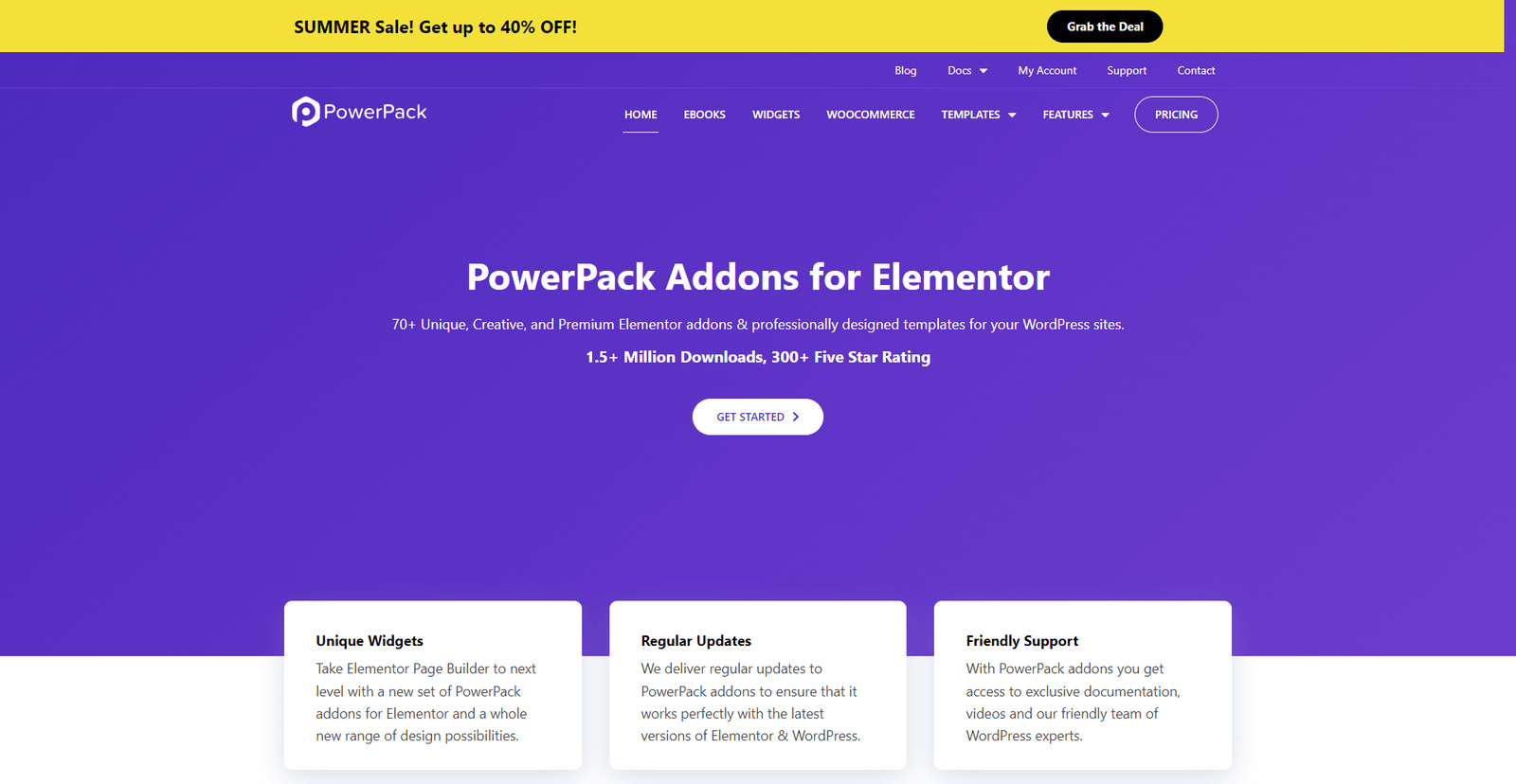 PowerPack Addons for Elementor 的表示，該插件支援 Elementor 的動態內容功能，具有 10 類預先設計的 Elementor 模板。