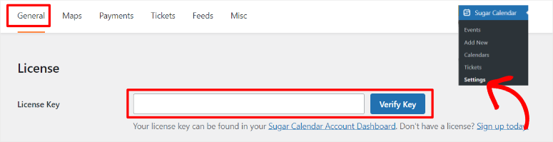 sugar calendar verify key