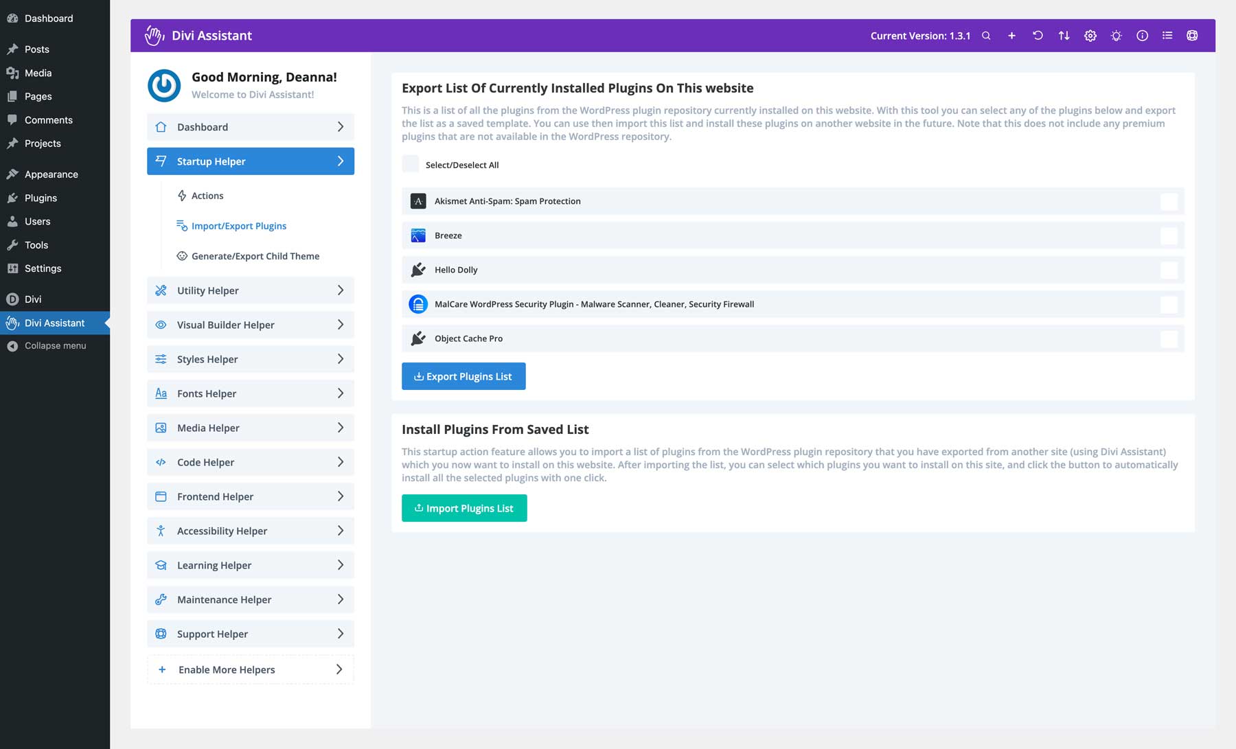 Configuración del complemento Starter Helper