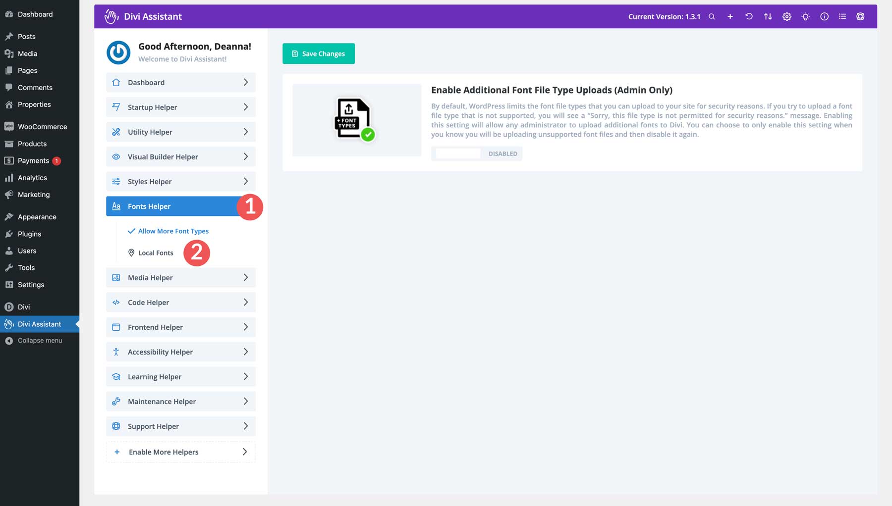 Divi Assistantのローカルフォント