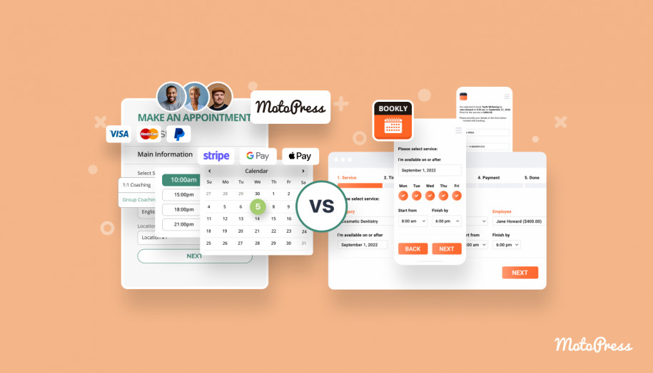 Bookly Appointment と MotoPress の比較。