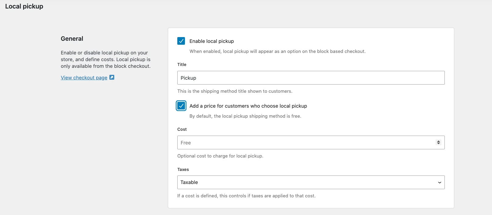 configuración de envío local