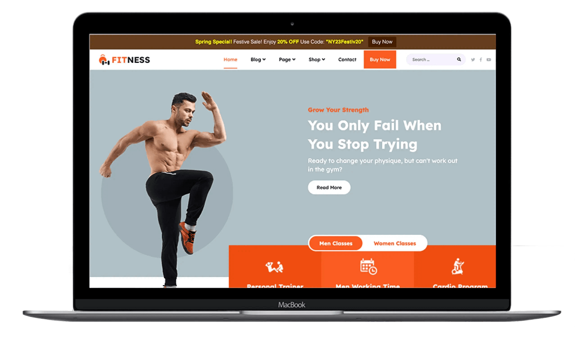 Макет ноутбука на тему Fitness Fitness Hub.