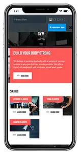 Bootstrap Fitness teması mobil maketi.