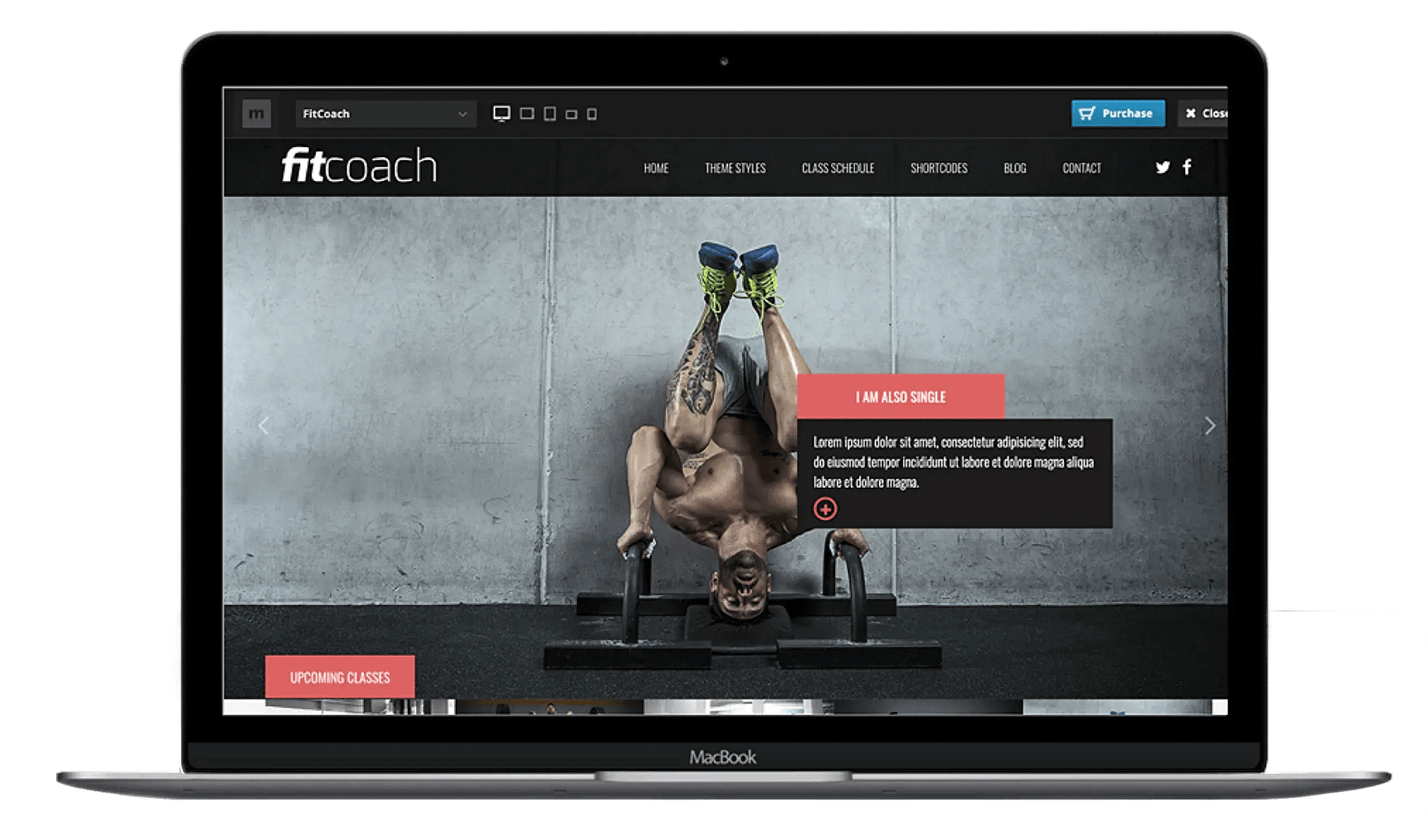 Maket laptop tema FitCoach.