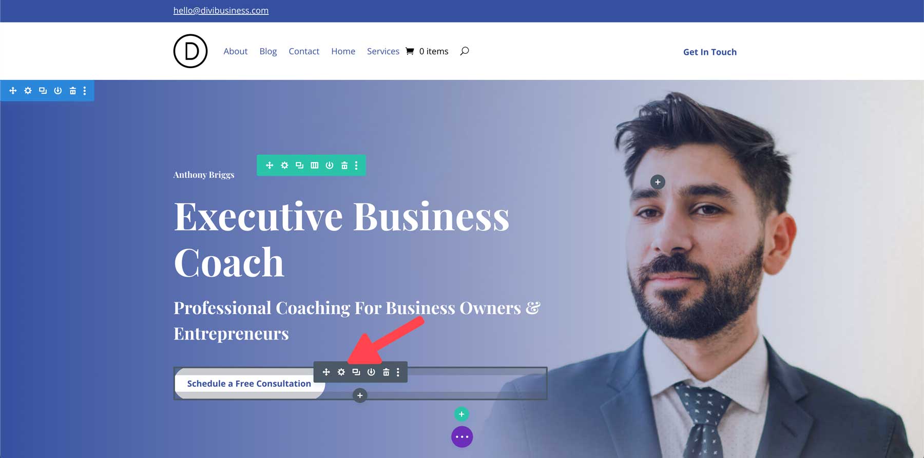 sito di avvio di business coach per Divi