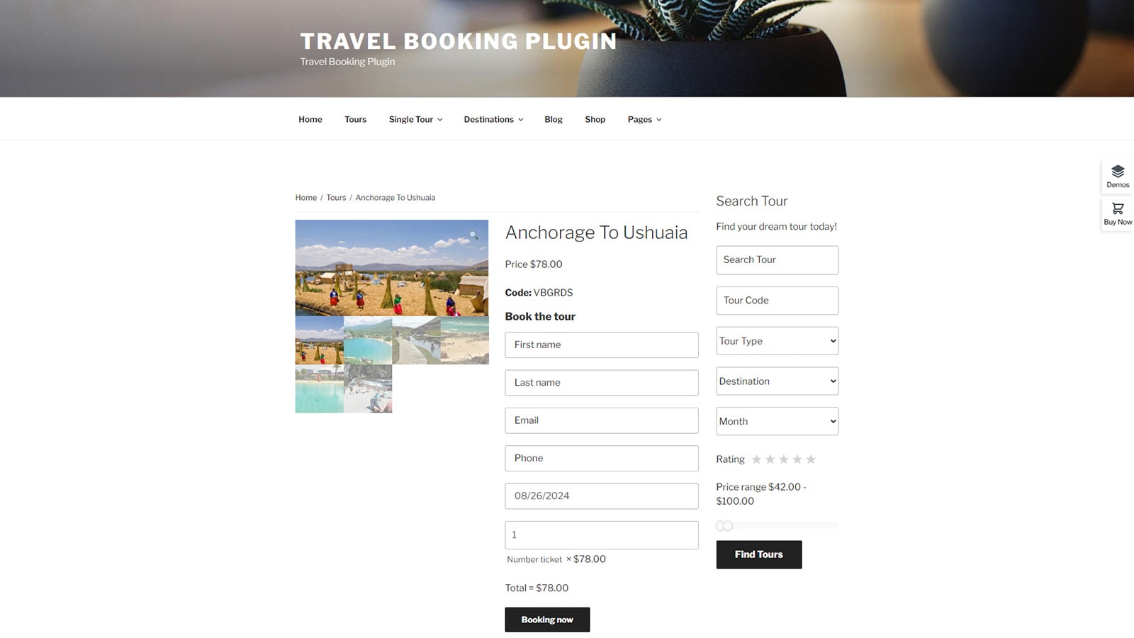 Figura do Travel Booking, um plugin de reserva de passeios WooCommerce para WordPress com suporte para gateways de pagamento online.