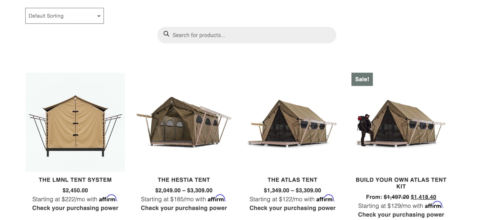 Un negozio americano che vende tende glamping ecologiche.