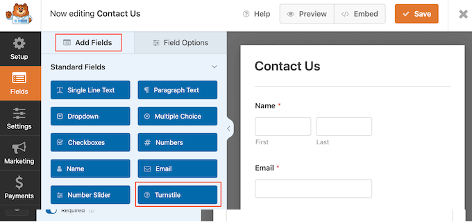 Add Fields to the WPForms