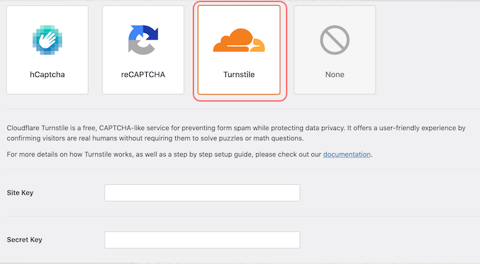 Configuring Turnstile Settings in WPForms