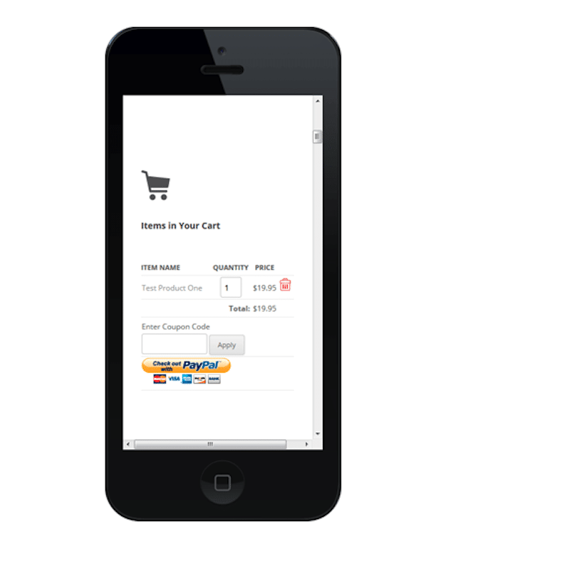 Tampilan halaman checkout dengan tombol Paypal - Sumber: WordPress Simple Shopping Cart 