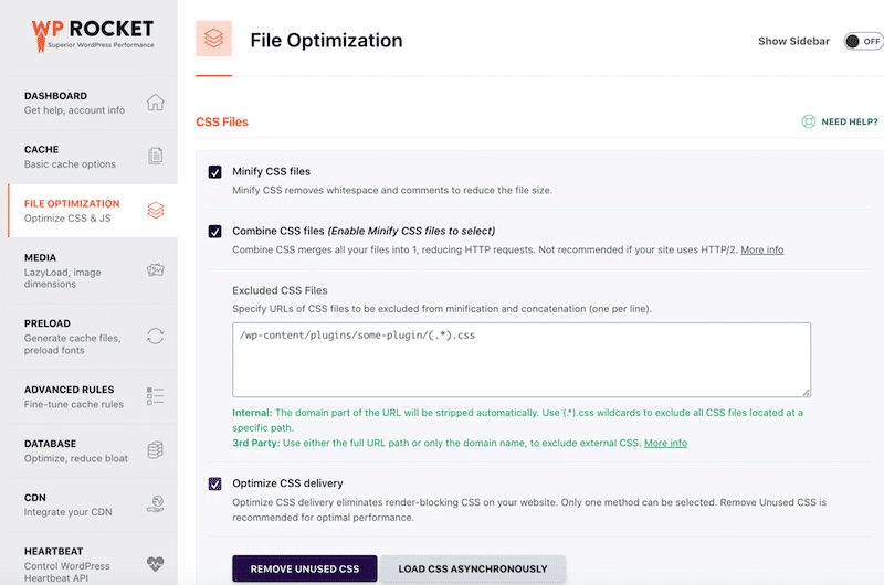 Interfața intuitivă a WP Rocket pentru a îmbunătăți rapid performanța magazinului dvs. online – Sursa: WP Rocket 