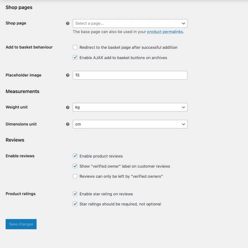 Paramètres du produit – Source : Tableau de bord WooCommerce 