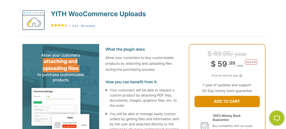 Die Homepage von YITH WooCommerce Uploads.