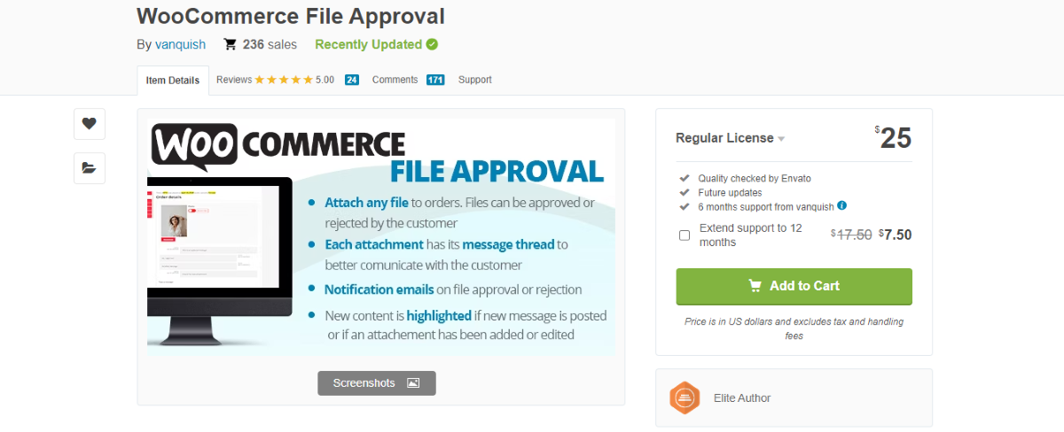 La home page di approvazione dei file WooCommerce.