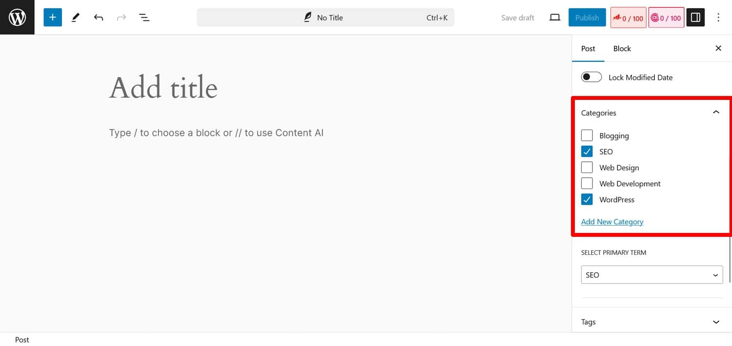 Dodaj kategorie do wpisu na blogu w edytorze WordPress