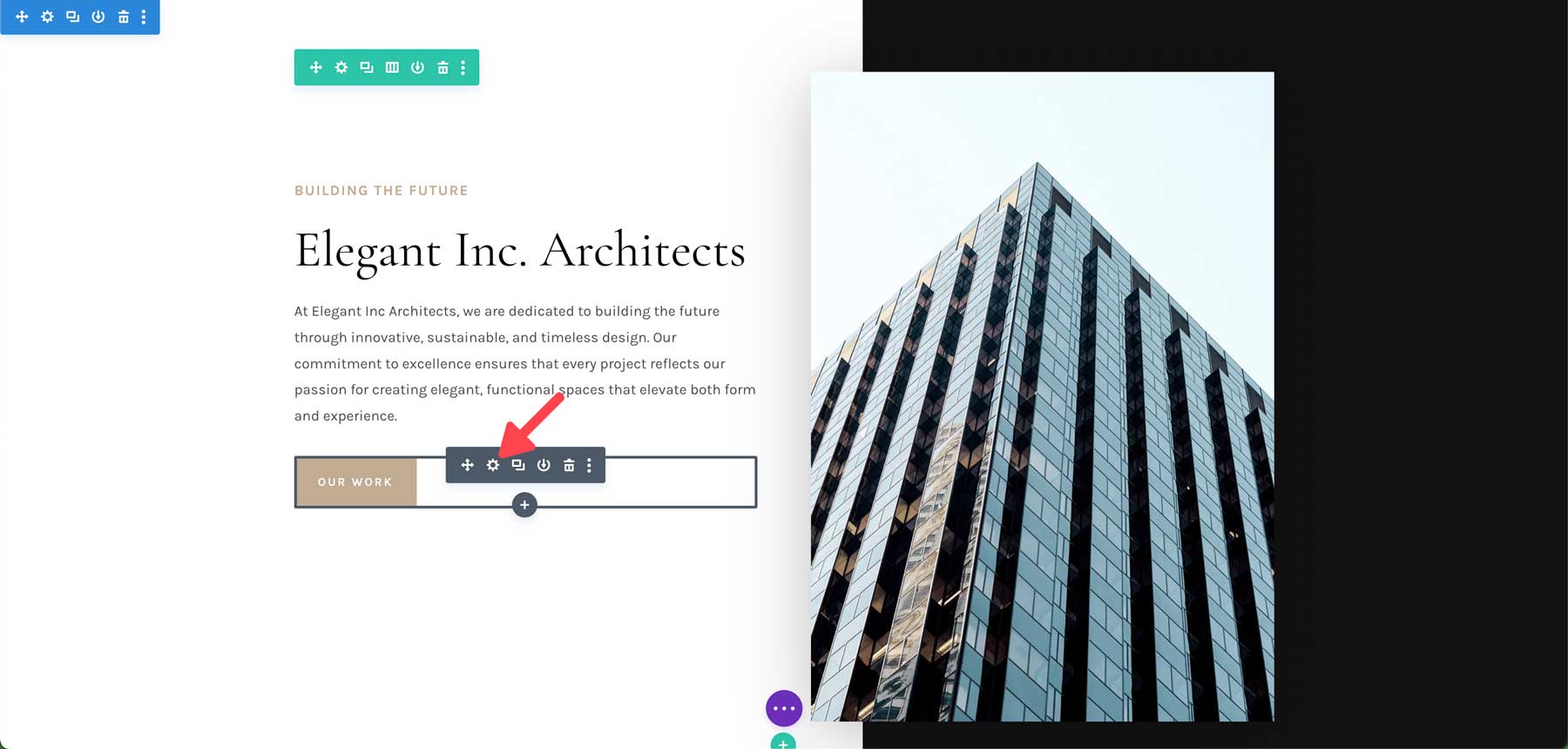 Site de démarrage d'architecte pour Divi