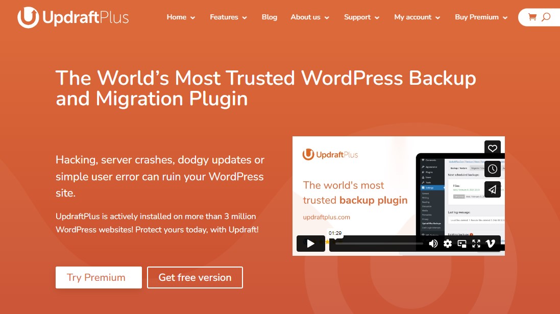 UpdraftPlus – Meilleur plugin de sauvegarde WordPress