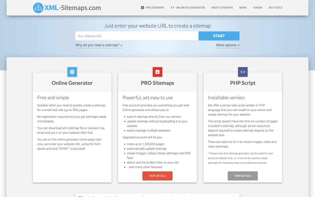 Un generator online de sitemap XML.