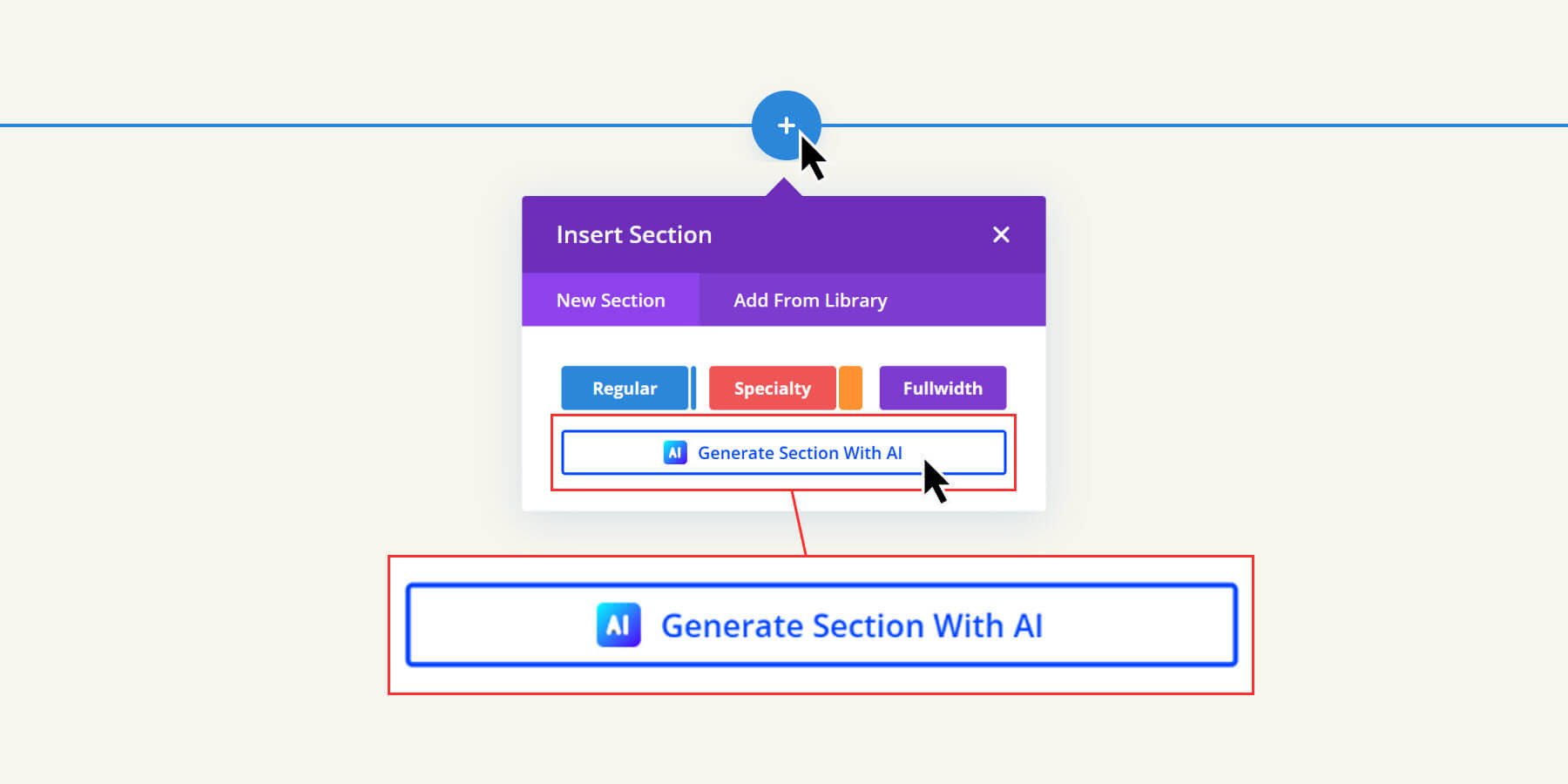 สร้างส่วนใหม่ด้วย divi ai