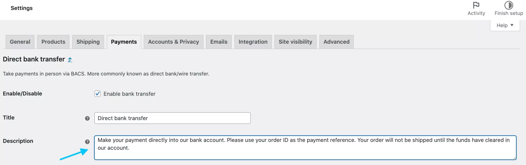 agregue o cambie el texto del marcador de posición: personalice los campos de pago de WooCommerce