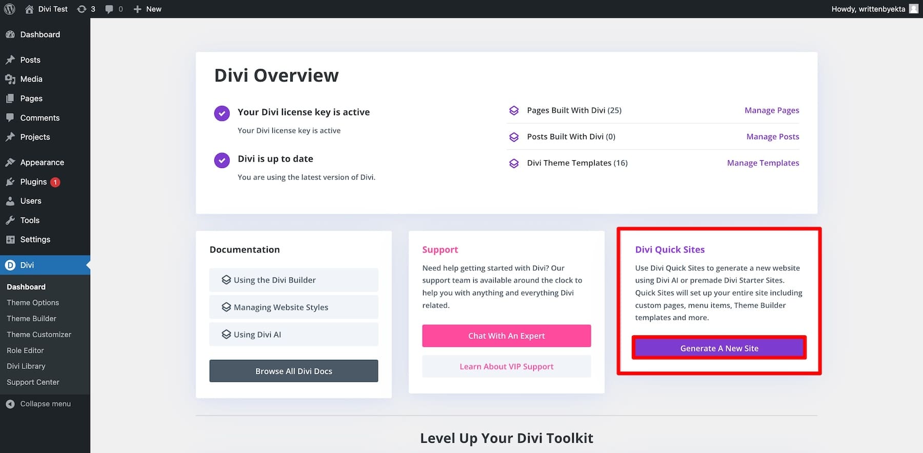 สร้างไซต์ใหม่ด้วย Divi Quick Sites