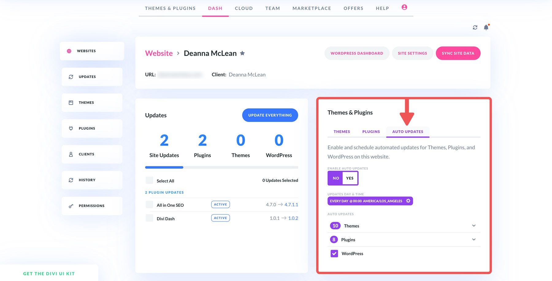 Actualizări automate Divi Dash