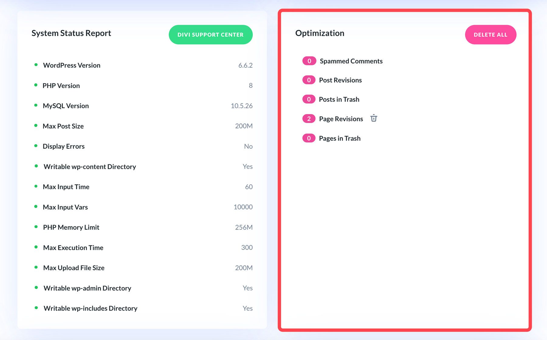 Divi Dash データベースの最適化