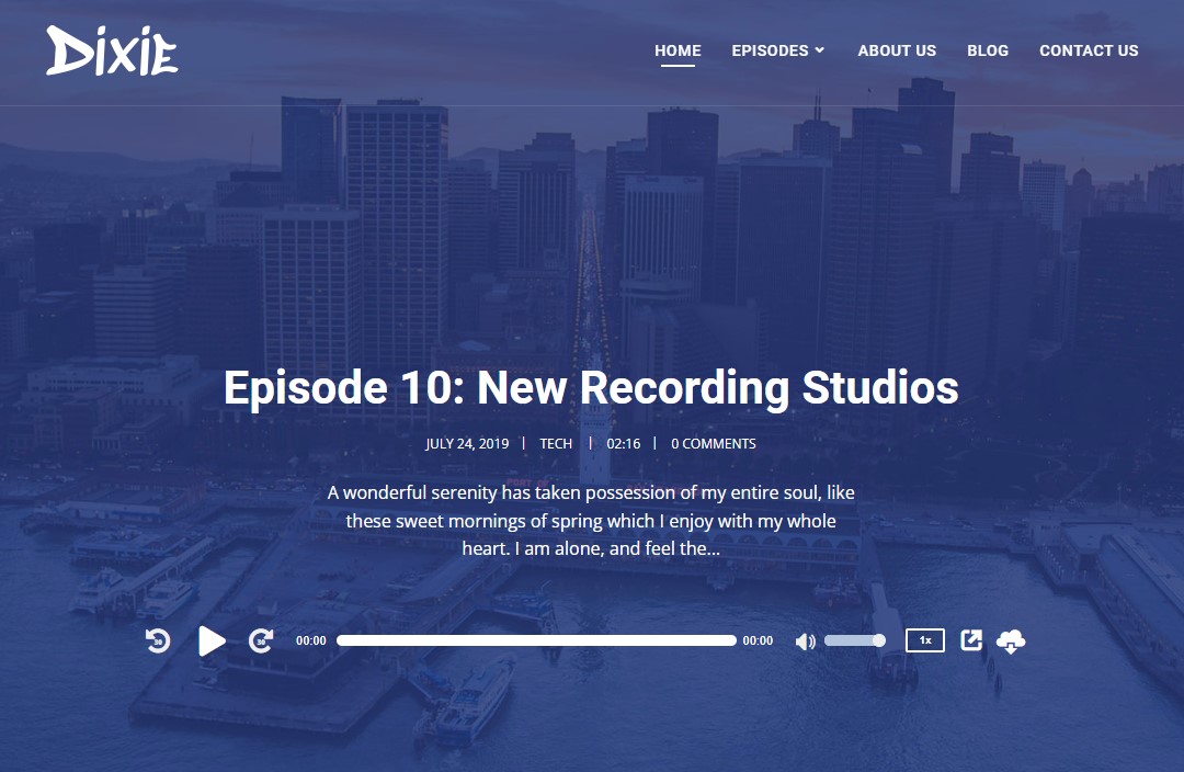 Dixie Podcasting WordPress Teması