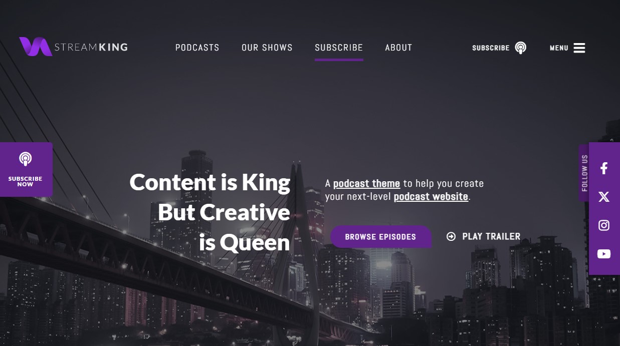 StreamKing – WordPress-Podcast-Theme