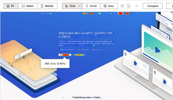 Microsoft's Clarity heat map
