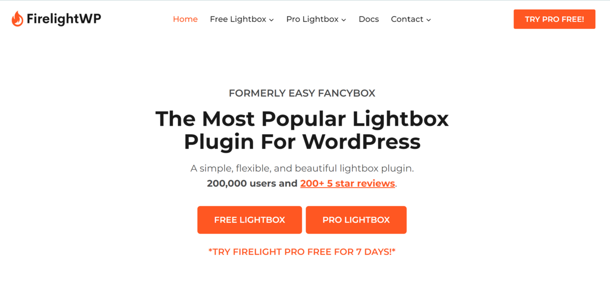 Le site Web du plug-in Firelight Lightbox.