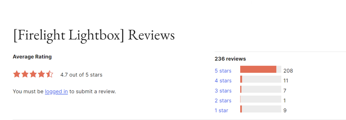 La schermata delle recensioni di WordPress.org per Firelight Lightbox.