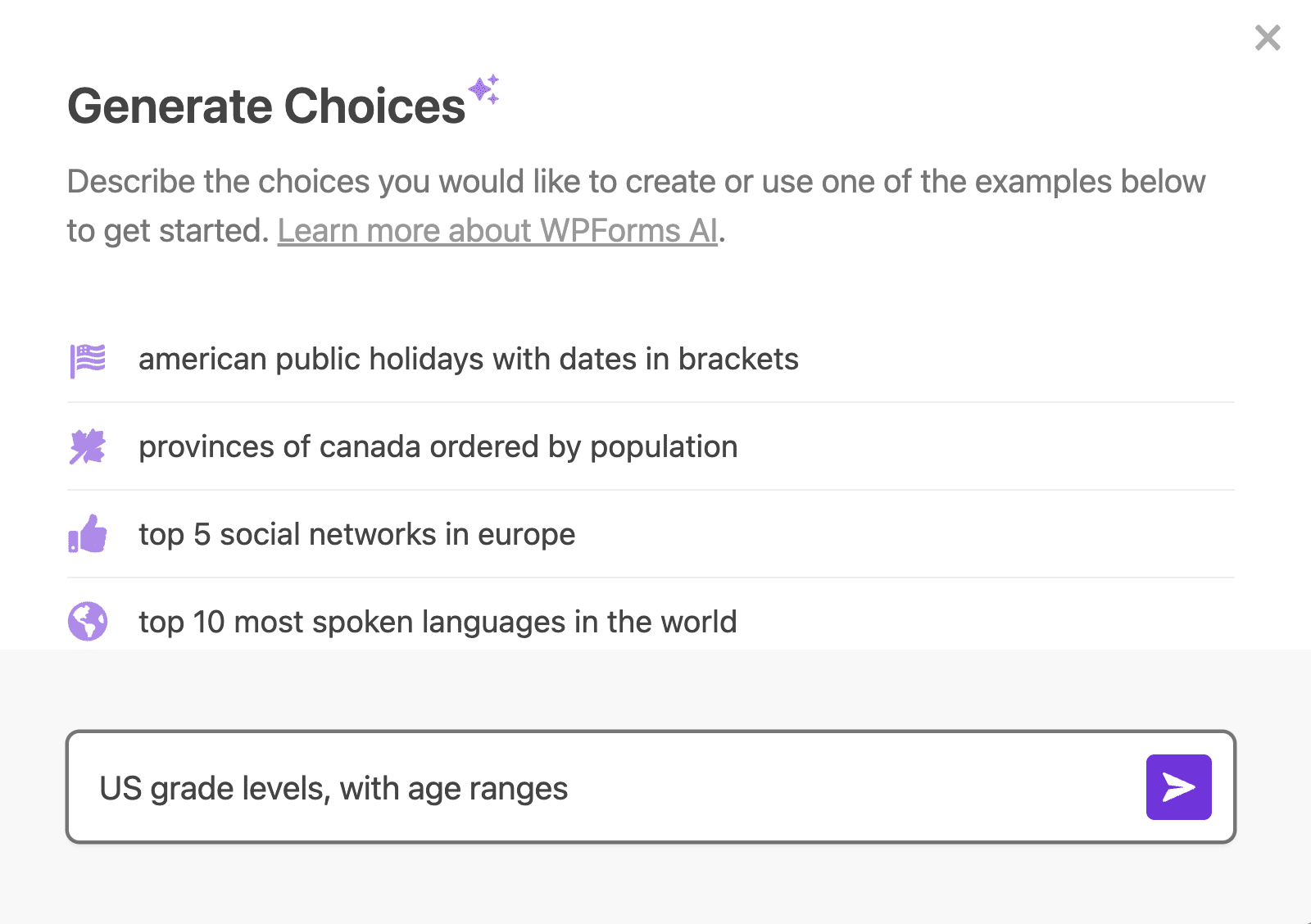 Generate AI choices