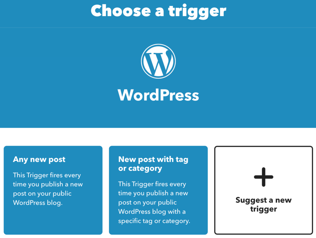 Dies ist ein Screenshot zur Auswahl eines Auslösers für Ihre WordPress-Site