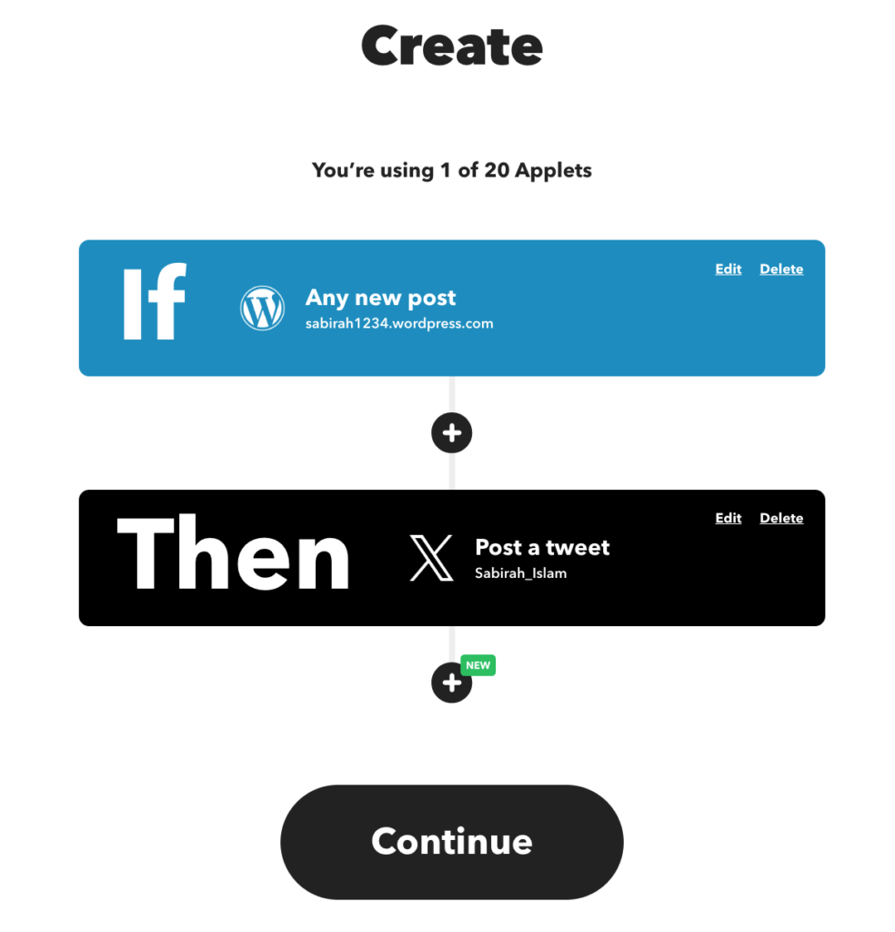 นี่คือภาพหน้าจอของเงื่อนไขที่คุณตั้งไว้ใน IFTTT