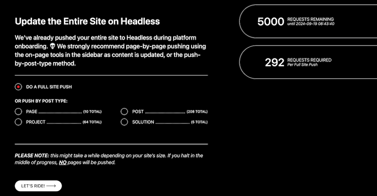 Publica todo tu sitio o publica tipos de publicaciones específicas.