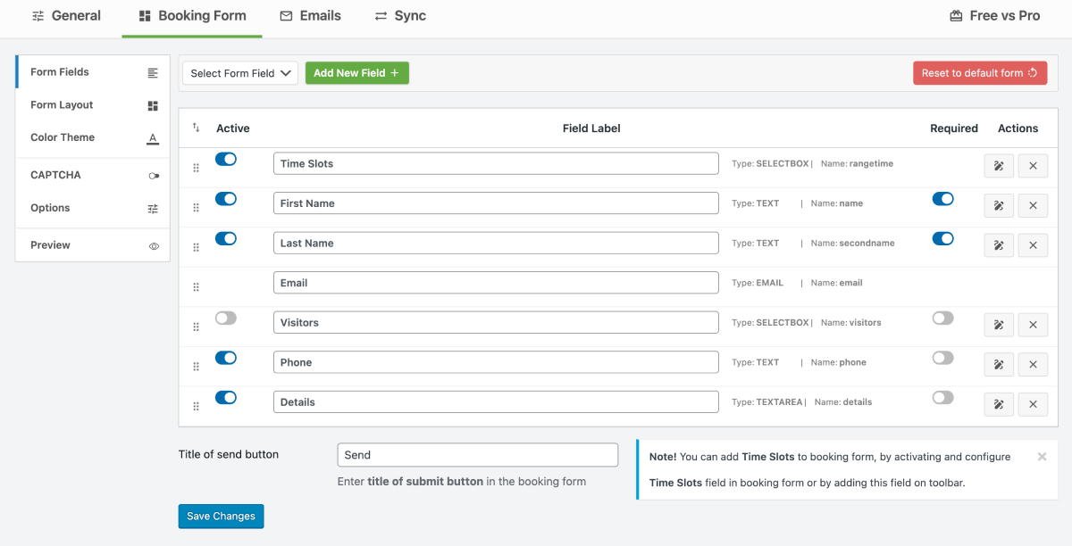 Membuat formulir di WP Booking Calendar.