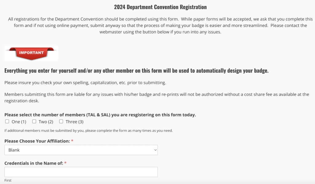 Convention Registration Form