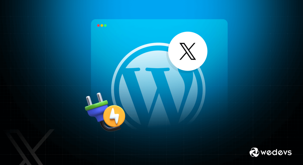 Bir WordPress logosu, Twitter logosu ve eklenti için bir şeyler