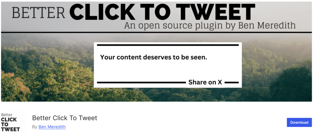 Questo è uno screenshot del plugin Better Click to Tweet