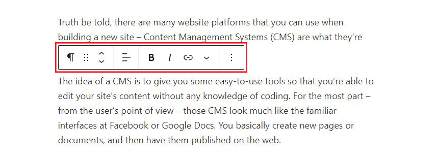 Paragragh ブロックの基本的なインライン設定