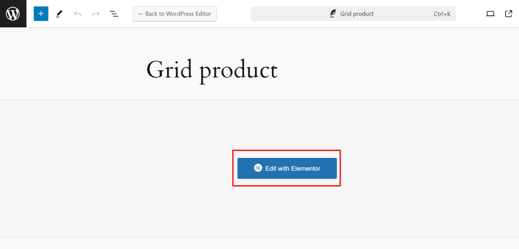 Grid product edit with elementor