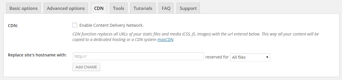 Das WP Rocket-Plugin mit der Registerkarte „CDN“.