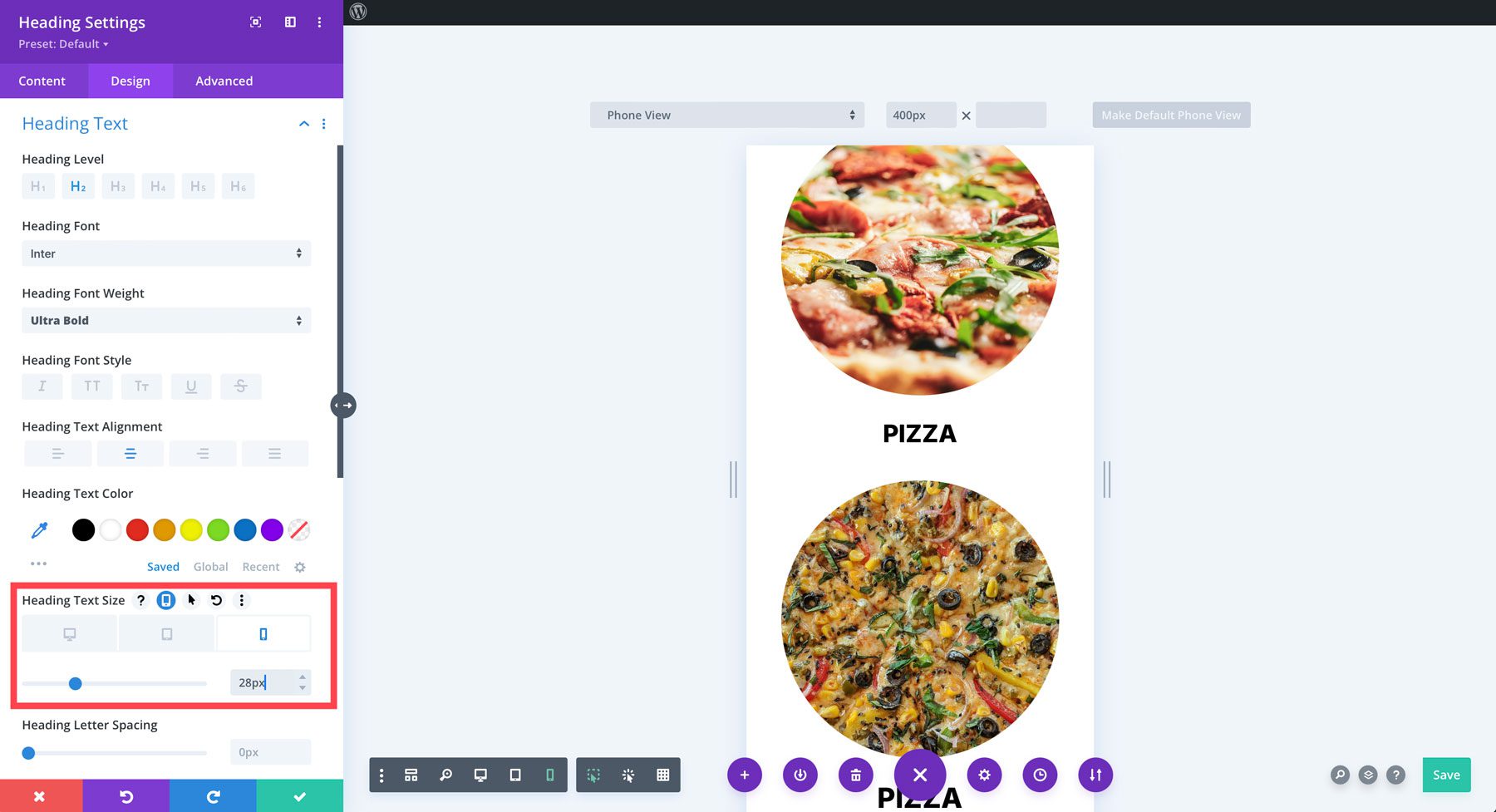 Commandes réactives au niveau du module Divi 4