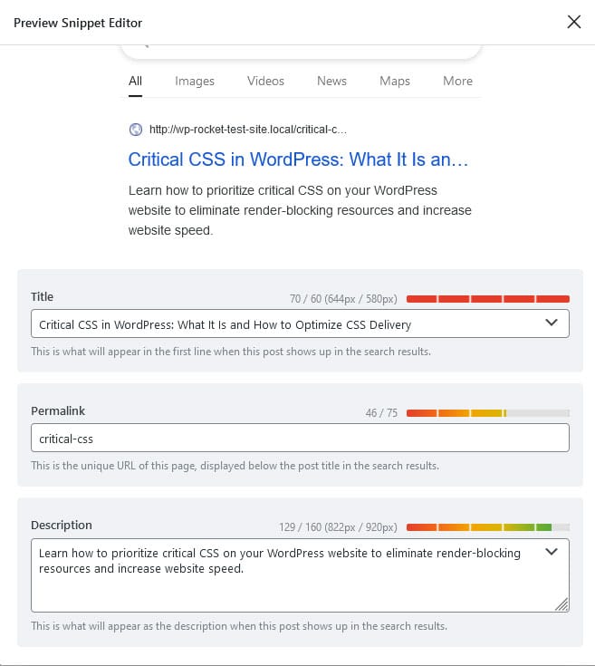 ปรับแต่งชื่อ SEO และคำอธิบายเมตาในการคำนวณอันดับ